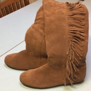 New Xhilaration brown suede boots with fringe